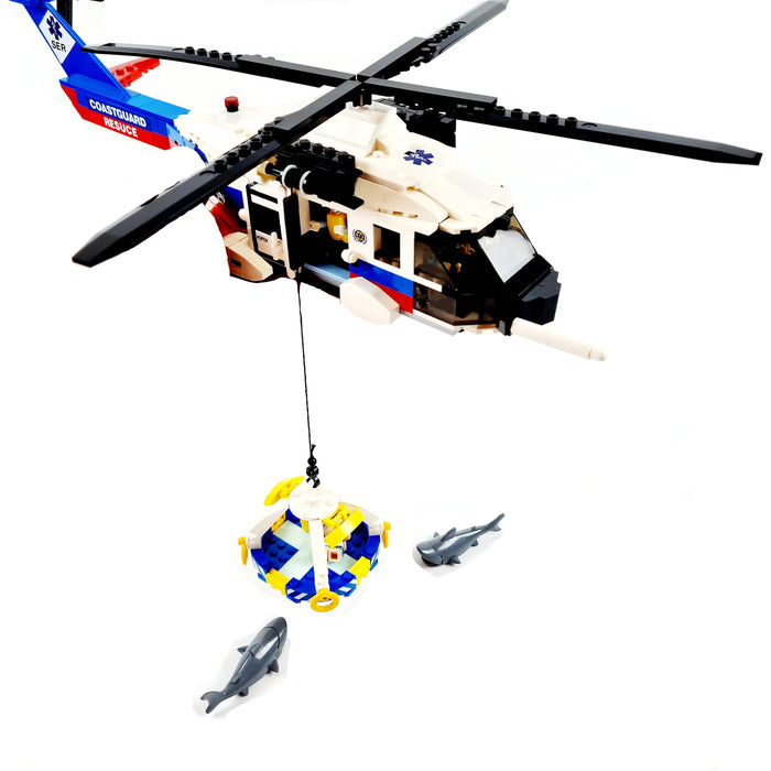 Custom brick built coast guard rescue helicopter
