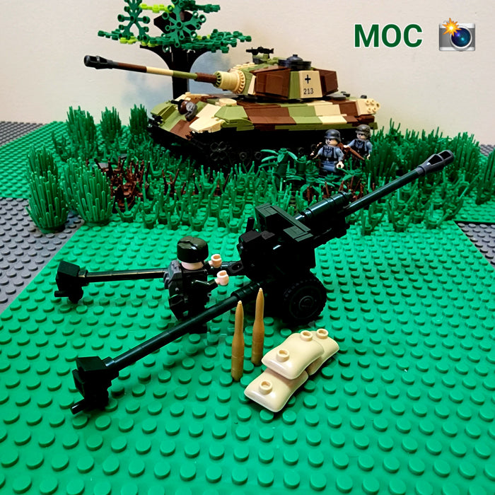WW2 German King Tiger and Soviet AT Gun MOC
