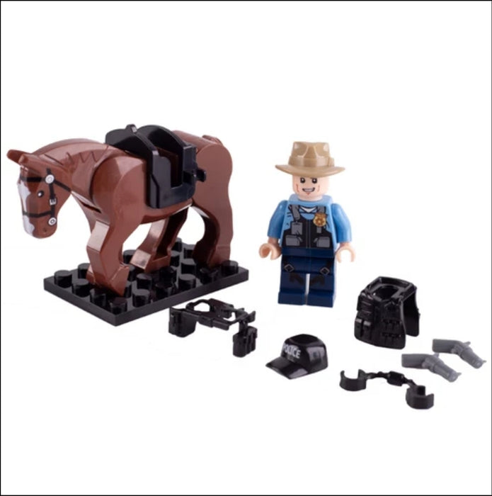 Custom brick block army Mounted Police Sheriff figure