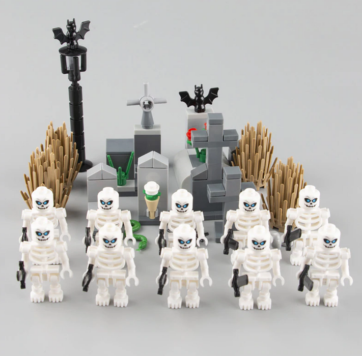 custom skeletons and halloween party moc