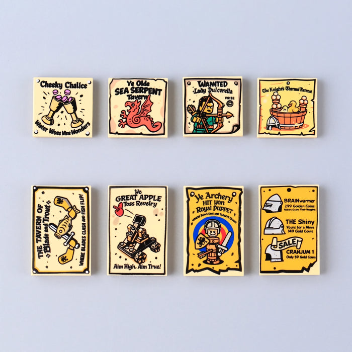 Medieval Tavern & Town Notices Printed Tiles