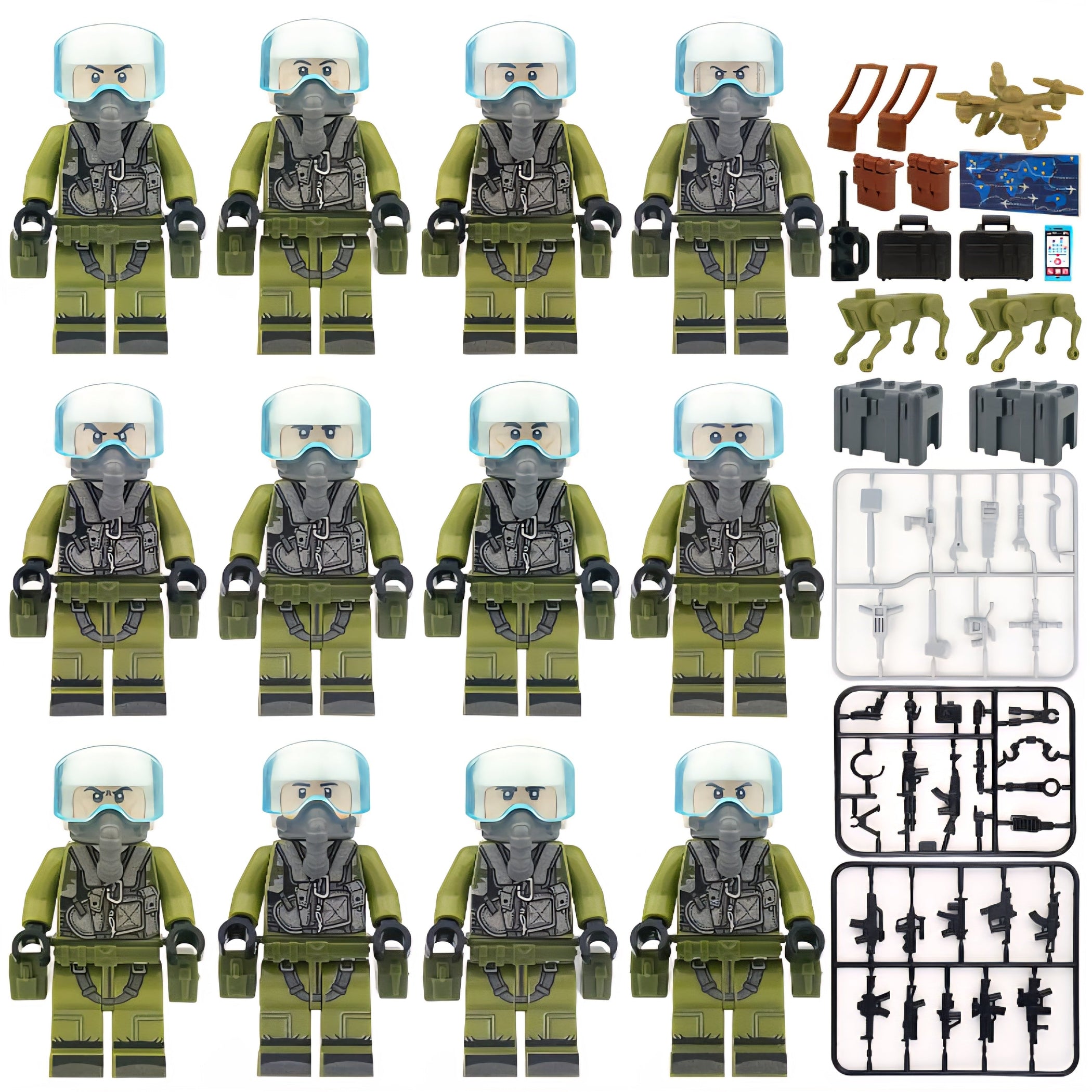 Modern Military Airforce Squadron Pilots x12 — Brick Block Army