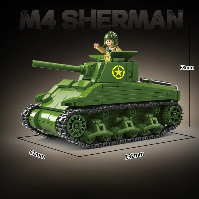 WW2 USA Army M4 Sherman Tank (Mini) brick built kit