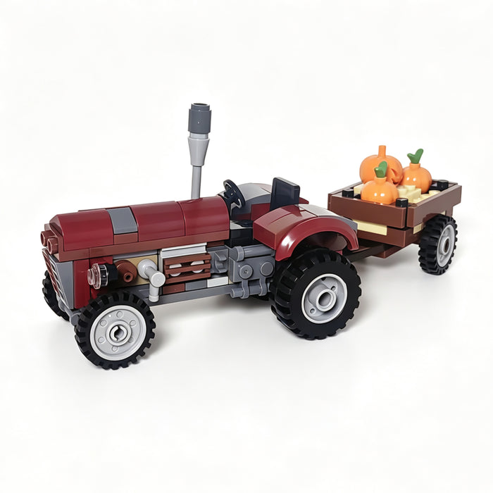 Vintage US Farm Tractor with Pumpkin Trailer