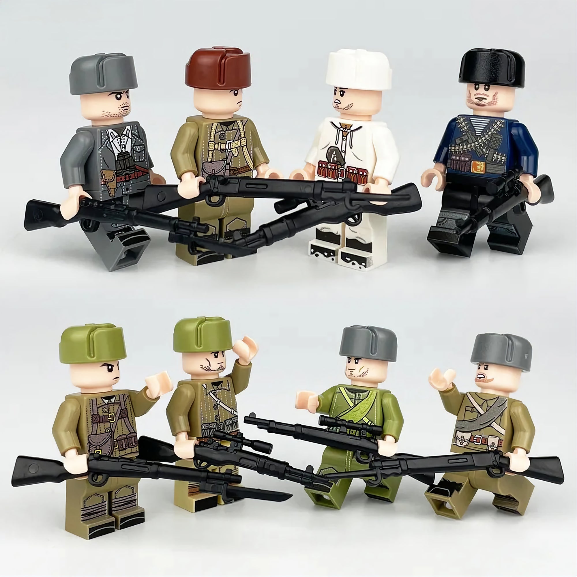 WW2 Mixed Rank Soviet Army Squad x8 — Brick Block Army
