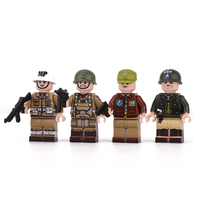 WW2 United States General Patton & infantry squad including 82nd airborne and military police