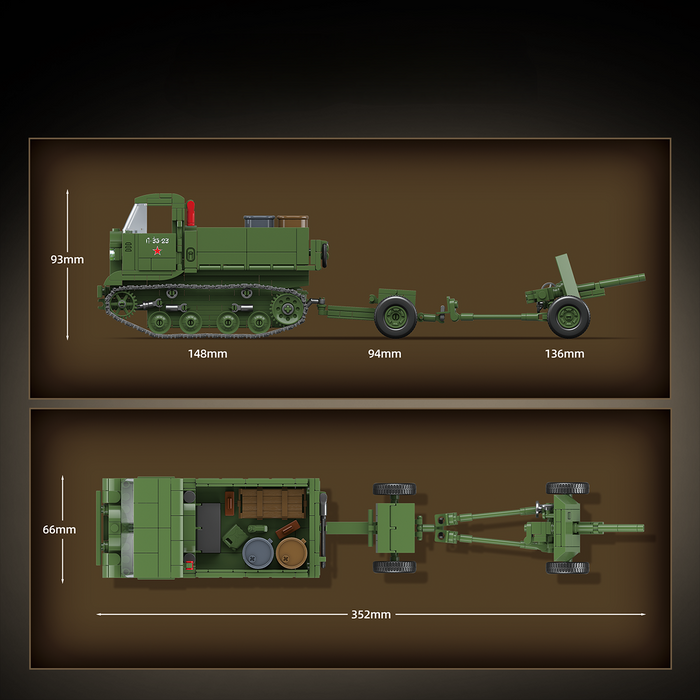 WW2 Soviet Army STZ-5 Tractor + 45mm AT Howitzer