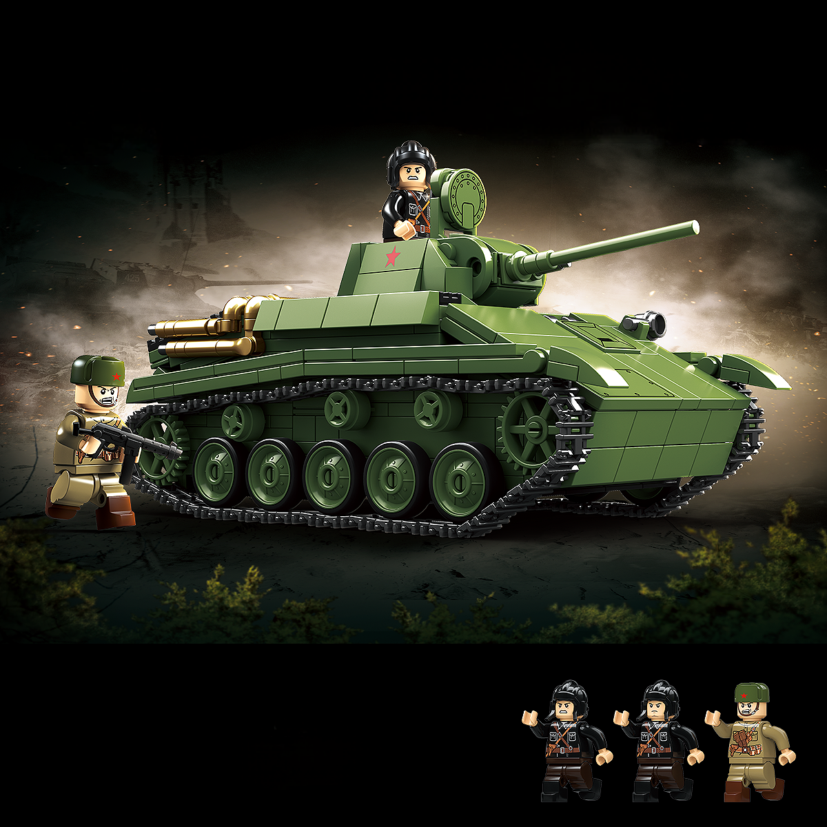 TOMOドッキングミリタリー WW2 Soviet Army T-70 Light Tank — Brick Block Army