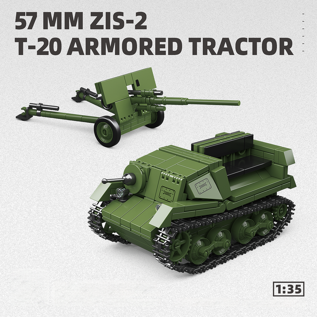 WW2 Soviet T-20 Komsomolets & 57mm Zis-2 AT Artillery — Brick