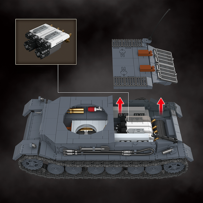 WW2 German Army VK 45.01 (P) Panzerkampfwagen VI Tiger with engine exposed