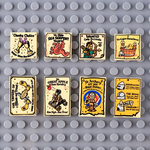 Medieval Tavern & Town Notices Printed Tiles