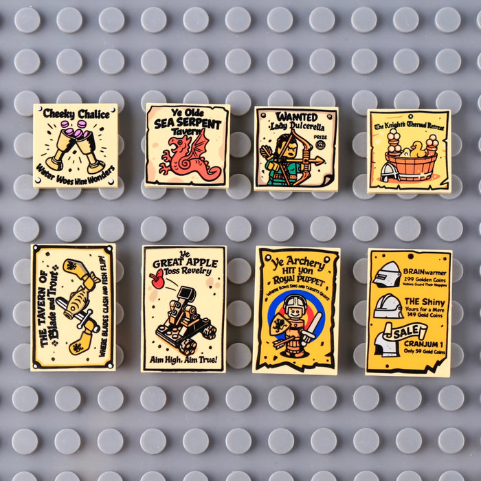 Medieval Tavern & Town Notices Printed Tiles