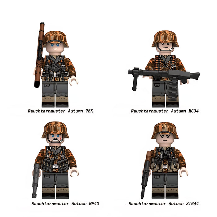 WW2 German Infantry Squad in Rauchtarnmuster Autumn Camo x4