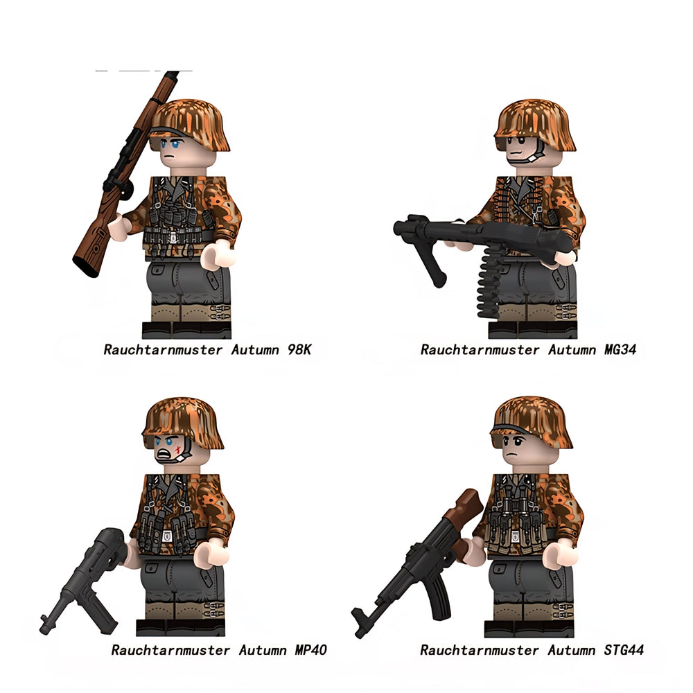 WW2 German Infantry Squad in Rauchtarnmuster Autumn Camo x4