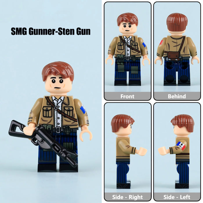 WW2 "Forces Françaises Libres" (FFL) Sten gunner 