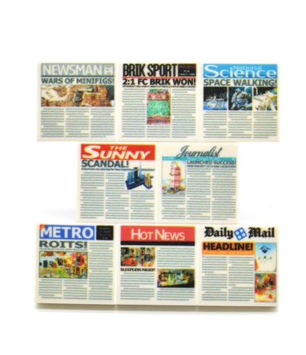 Newspapers Printed Tiles x8