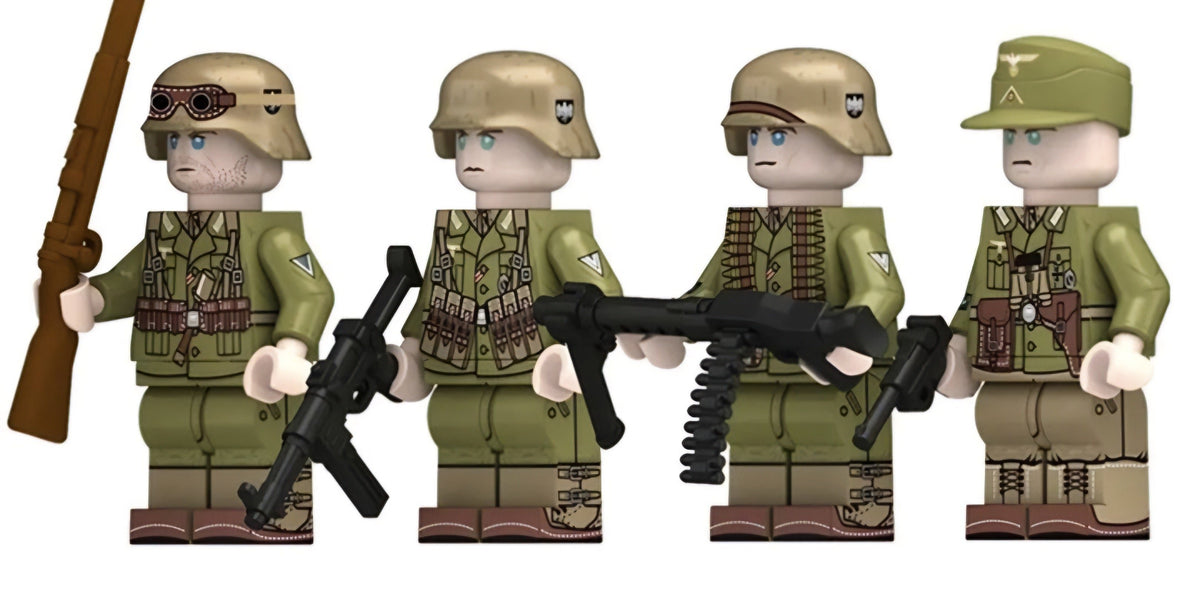 WW2 German Afrikakorps (DAK) Assault Squad x4 — Brick Block Army