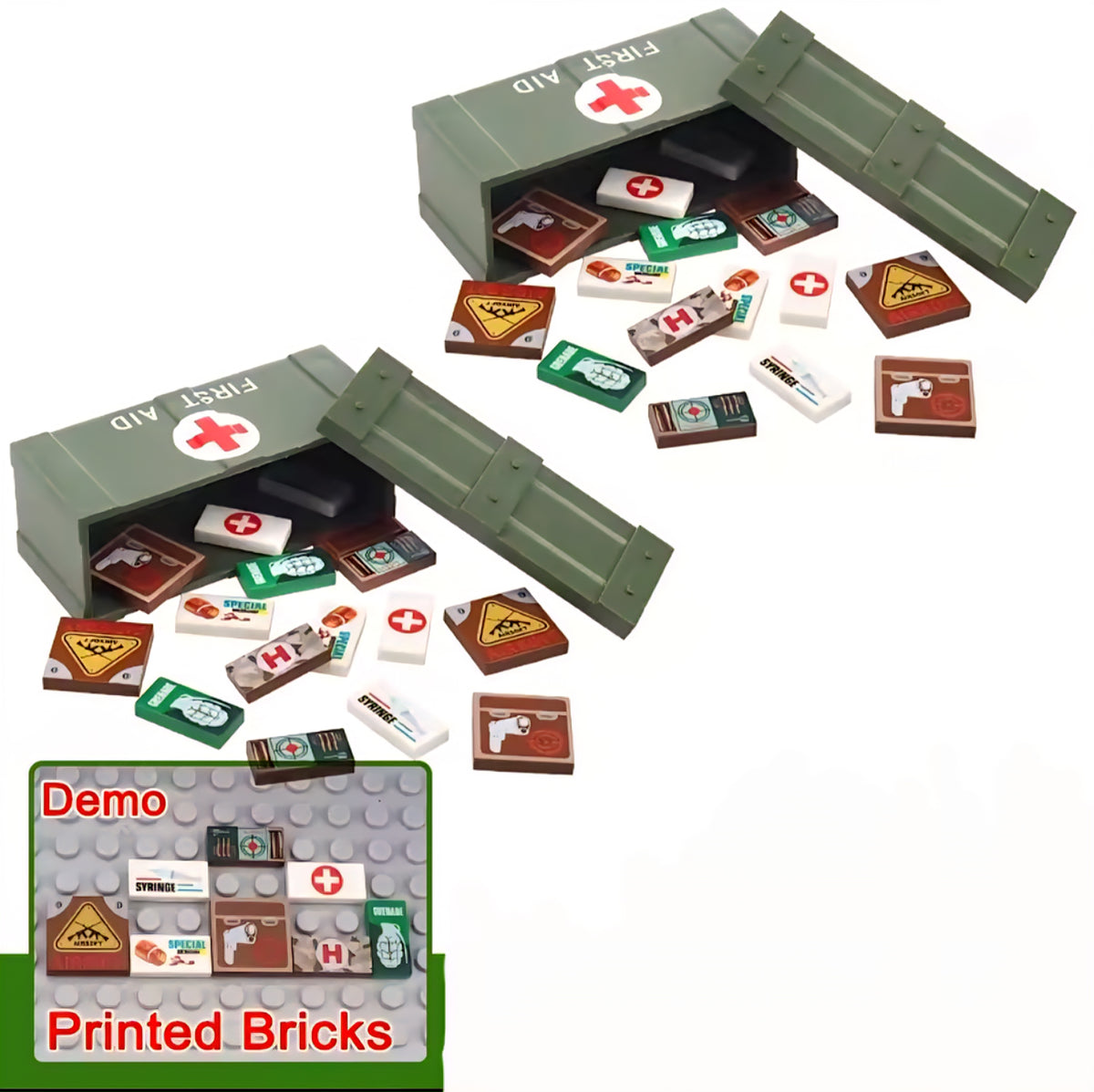 Military First Aid / Supply Crates x2 — Brick Block Army