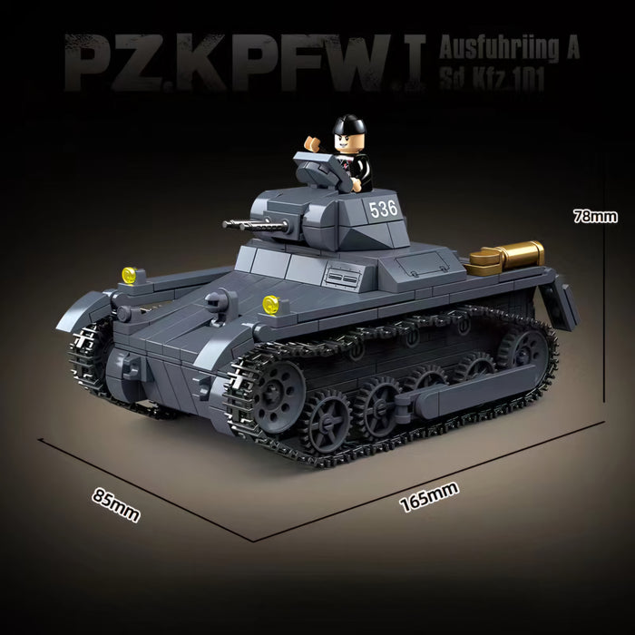 WW2 German Panzerkampfwagen I Ausf.A (Sd.Kfz.101) Tank brick built kit