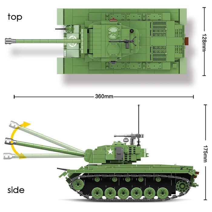 dimensions of the M26 Pershing tank of the US Armoured divisions 
