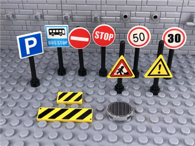 Printed road work signs for mocs