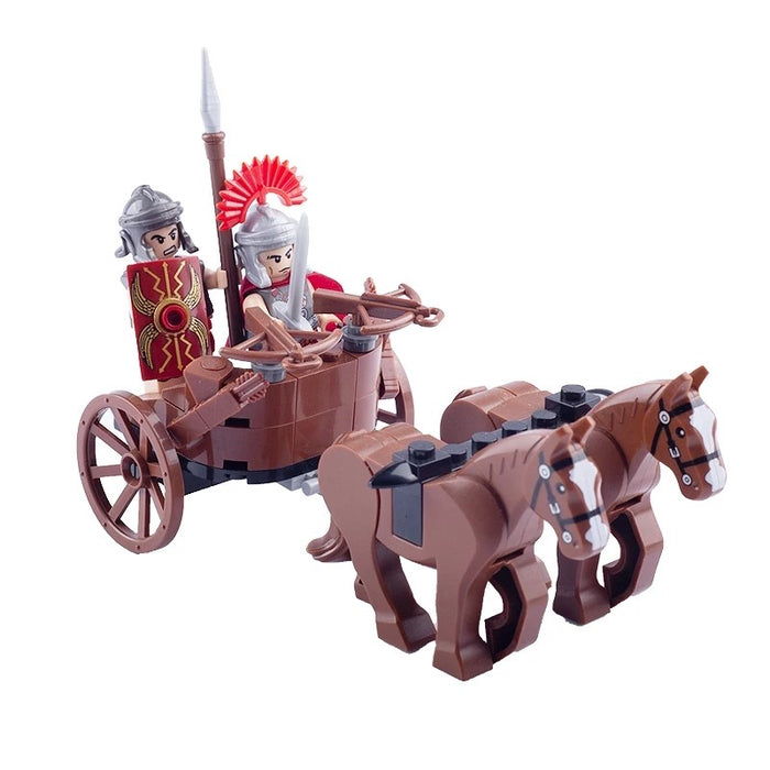 Custom Roman legionnaire figures on horse carriage kit