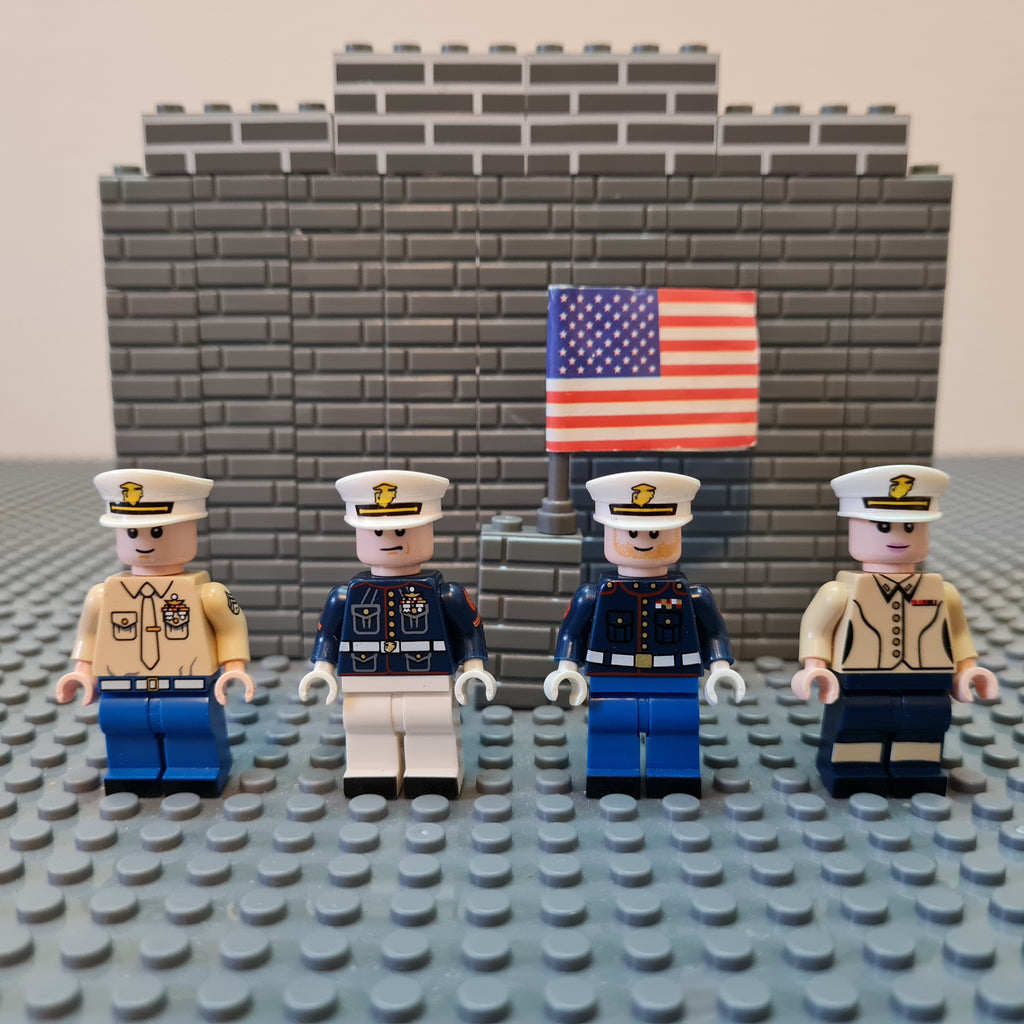 USMC Figures in Ceremonial Dress x4 Brick Block Army USMC Figures in Ceremonial Dress x4 Brick Block Army
