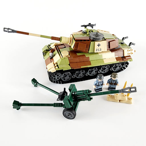 WW2 german King Tiger and 57mm Soviet ZiS-2 AT gun brick build kit