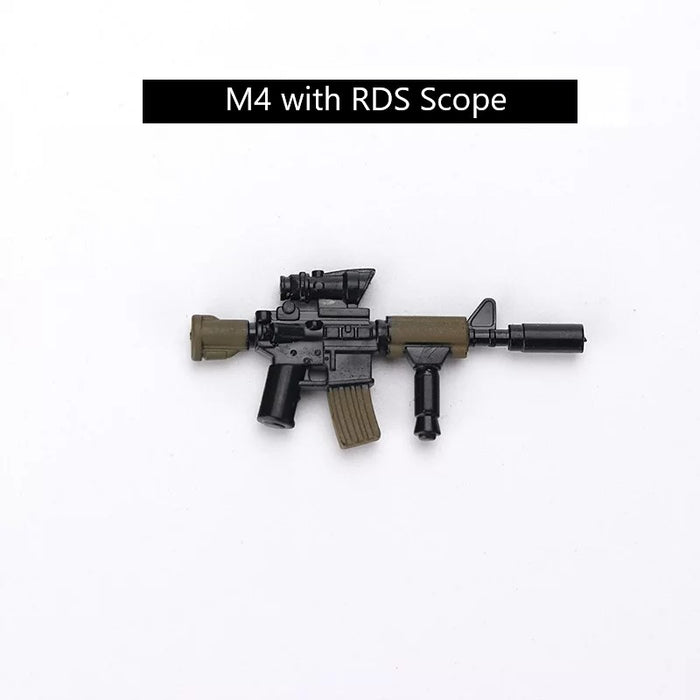 brick built M4 carbine with RDS scope toy bricks