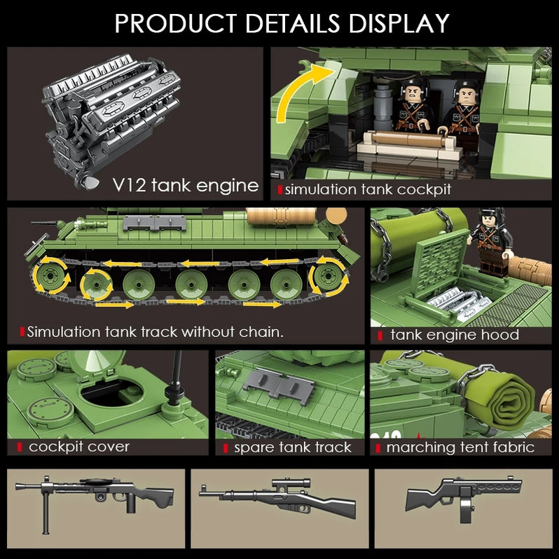 WW2 Soviet T-34 Tank (Model 1942) — Brick Block Army